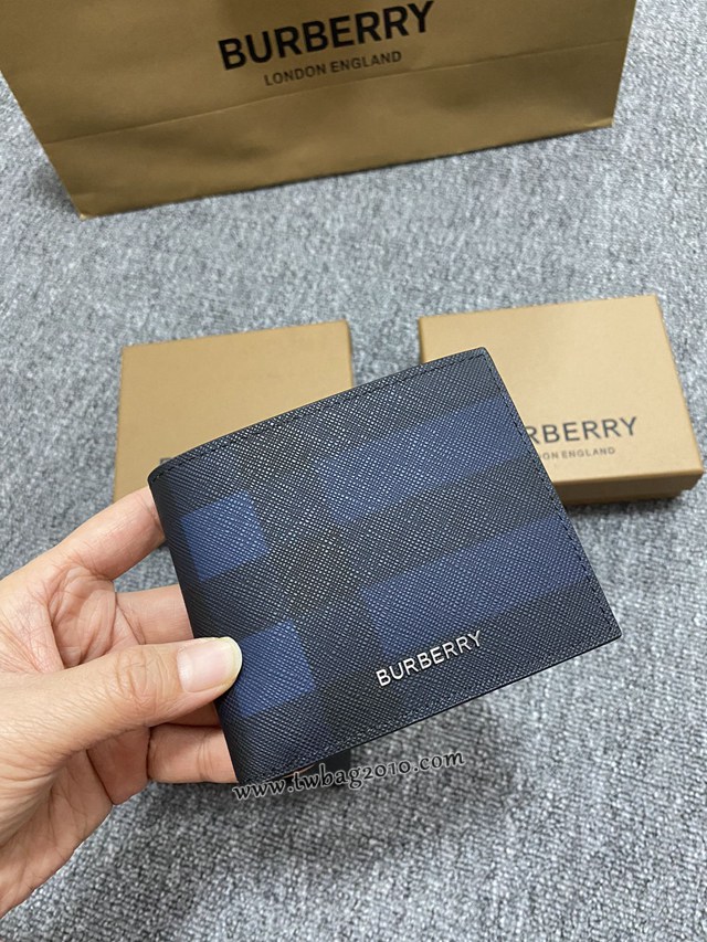 Burberry專門店新款灰格短夾 巴寶莉經典男士短夾錢包 yxb1276